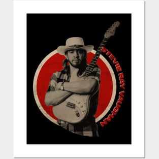 Stevie Ray on red color Posters and Art